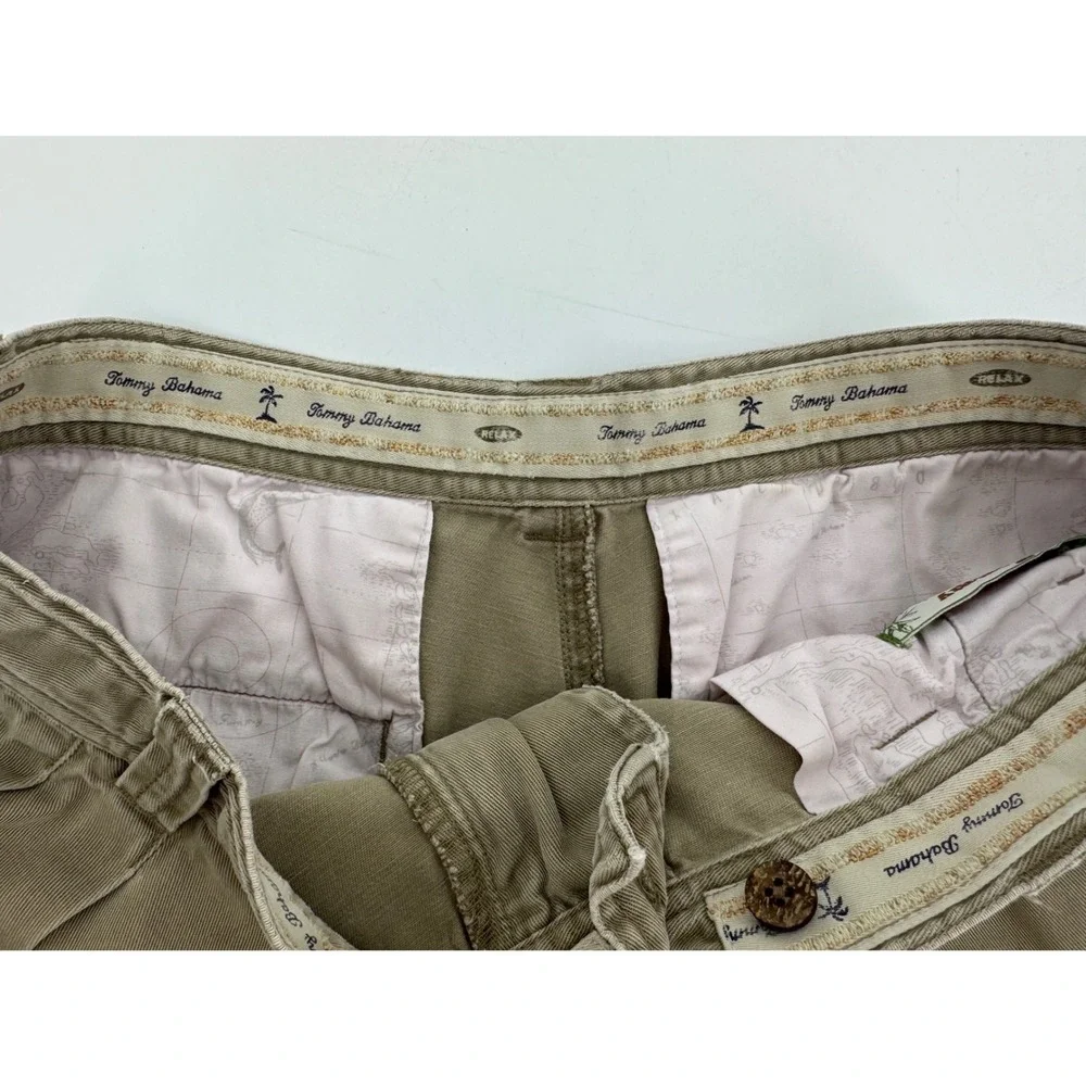 Tommy Bahama Mens Pleated Chino Shorts Khaki Tan Tencel‎ Cotton Size 33